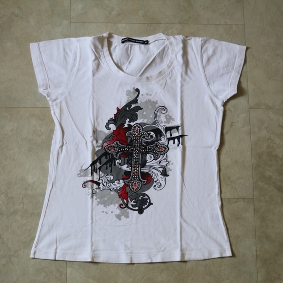 Underground Music Movement Tops - Underground Music Movement sequin cross tee/tshirt